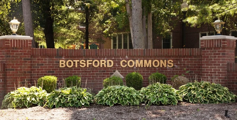 The welcome sign at Botsford Commons in Michigan.